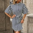 thumbnail image 1 of Jusqu'à 65 % de Rabais! Robes d'Été Mode pour Femmes 2024 Grande Taille Chemise Rayée à Manches Courtes Robe à Col, 1 of 9