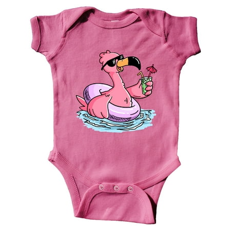 

Inktastic Flamingo with Sunglasses Pool Float and Drink Gift Baby Boy or Baby Girl Bodysuit