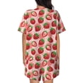 thumbnail image 3 of Bixox Women's Cute Strawberry Printed Pajama Set 2 Piece Lounge Set Top and Shorts Soft Pajamas, Shorts with Pockets, 3 of 7