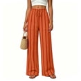 thumbnail image 5 of hoksml Women's Wide Leg Striped Pants Drawstring Elastic Waist Loose Lounge Trousers with Pockets for Vacation and Daily Casual, 5 of 7