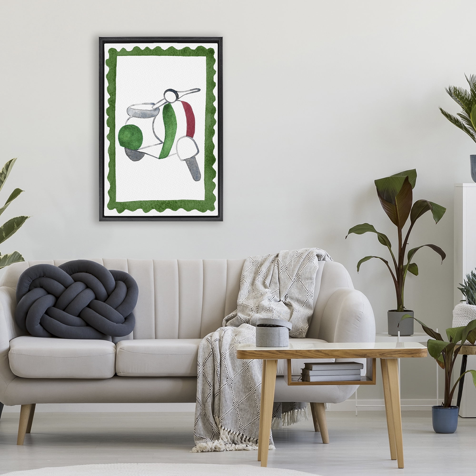 Stupell Industries Italian Motor Scooter Black Framed Floater Canvas Wall Art, design by Camila Juncos
