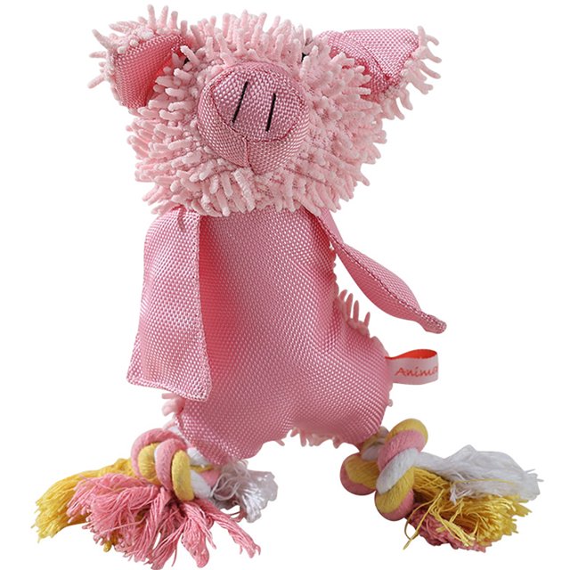 Dog Squeaky Toy Animal: Cotton Rope Puppy Teething Toy Dog Chew Toy for Biting
