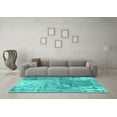 thumbnail image 3 of Ahgly Company Machine Washable Indoor Rectangle Patchwork Turquoise Blue Transitional Area Rugs, 3' x 5', 3 of 4