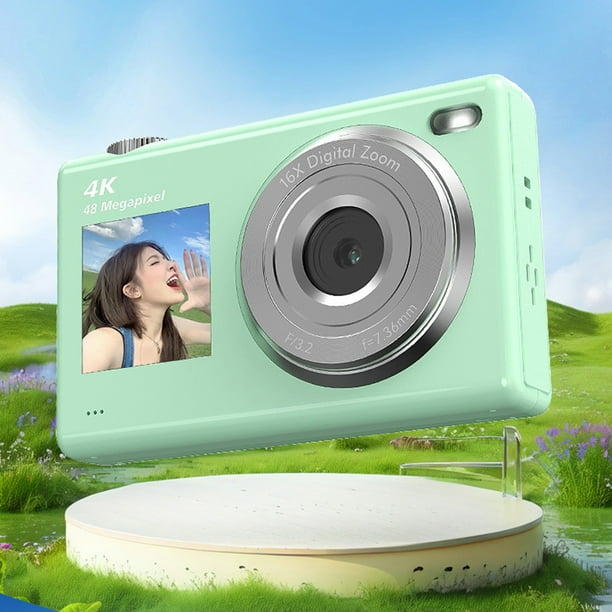 Cámara digital CCD para estudiantes, 1080P HD, dos pantallas, selfie, tarjeta de enfoque digital 16x, cámaras digitales portátiles para estudiantes