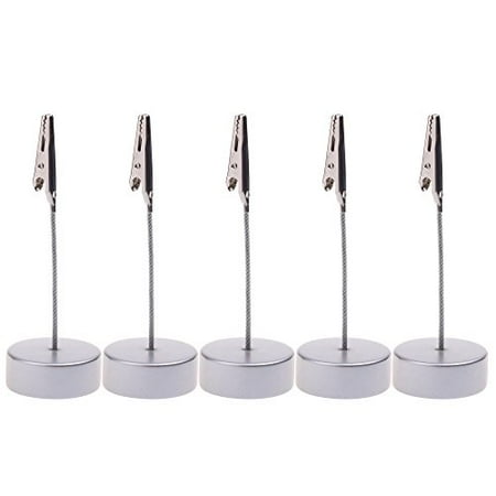 

Cosmos 5 Pcs Round Base Memo Clips Holder with Alligator Clip Clasp for Displaying Number Cards (Silver Color)