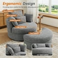 thumbnail image 3 of FFH 42" Oversized Swivel Accent Chair with Storage Ottoman, Comfy Chenille Armchair for Living Room, 360-Degree Swivel Barrel Chair, Metal Base, Gray, 3 of 13