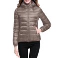 thumbnail image 5 of GEWSEY Women's Hooded Packable Ultra Light Weight Short Down Jacket (Khaki, 3XL), 5 of 6