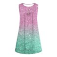 thumbnail image 4 of TAGOLD Womens Summer Dress Clearance,Plus Size Casual Dress for Womens,Women's Sleeveless Round Neck Sparkling Print Button Pullover Dress Pink XL, 4 of 4