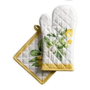 Maison d' Hermine Limoncello 100% Cotton Easter Set of Oven Mitt (7.5 Inch by 13 Inch) and Pot Holder (8 Inch by 8 Inch) for BBQ | Cooking | Baking | Grilling | Barbecue | Spring/Summer