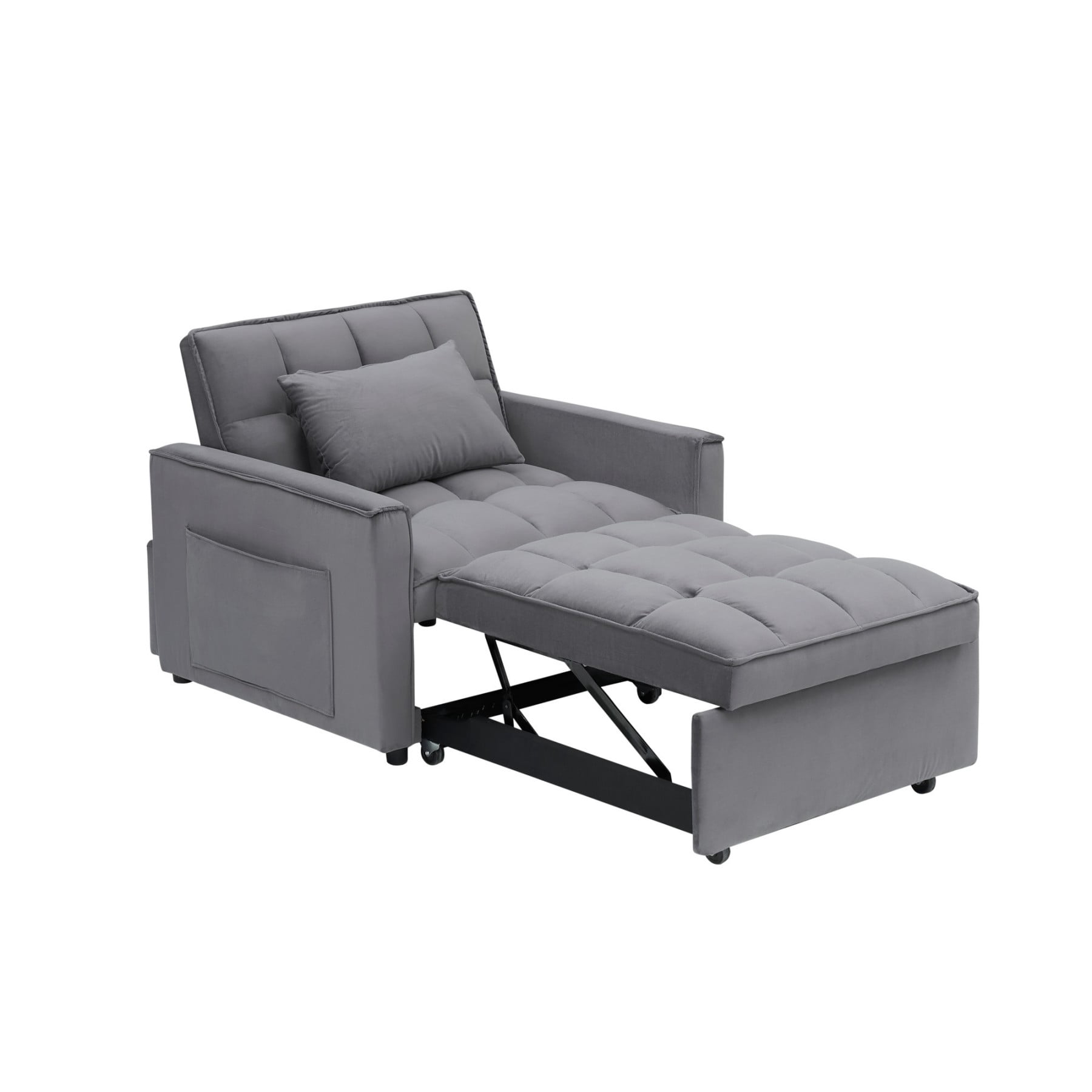3-in-1 Convertible Sofa Bed Chair, Adjustable Recliner Sleeper Couch for Small Spaces Living Room Office, Grey