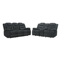 Pemberly Row Misty Storm Manual Glider Reclining Sofa and Loveseat