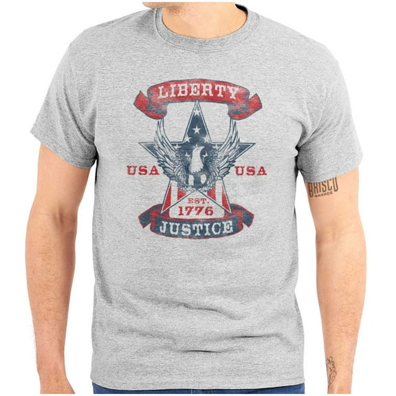 Americana Liberty Justice Bald Eagle Plus Size Crewneck Graphic Tee Shirt Brisco Brands 2X