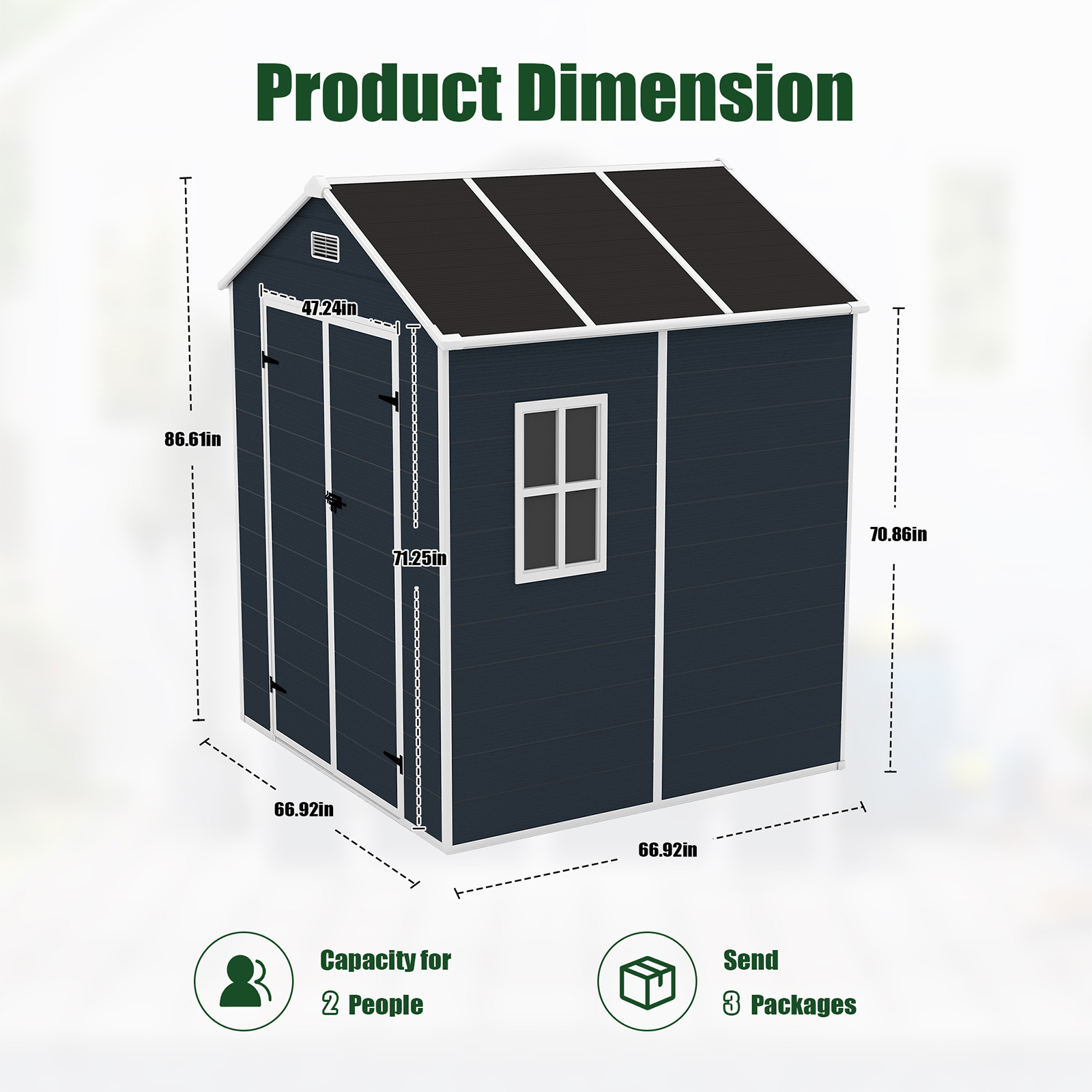 6x6 FT Resin Outdoor Storage Shed, Waterproof Plastic Garden Shed, Large Storage Space, Lockable Doors & Windows, Plastic Tool Shed, 12mm Thick PP Board (4X8 FT)