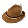 thumbnail image 6 of Fewfanhot Oktoberfest Bavarian Felt Fedora Hat, Wide Brim Festival Costume Hat with Plume & German Flag Rope Band, 6 of 9