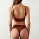 thumbnail image 4 of Conjunto de bragas y sujetador para mujer, lencería, ropa interior inalámbrica, sin espalda, cuello en V, funda 3/4 para deporte, color caramelo XL, 4 of 6