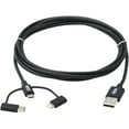 thumbnail image 3 of Tripp Lite M101006LMCBK USB-A to Lightning, USB Micro-B and USB-C Sync/Charge Cable, Black, 6 ft., 3 of 7