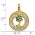thumbnail image 3 of 14K Yellow Gold Florida Enamel Palm Tree Circle Charm (24.7 X 19.1) Made In United States k6719, 3 of 5