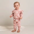 thumbnail image 6 of CPNG Toddler Infant Baby Girls and Boys Sportswear Outfits Flower Print Ruffled Long Sleeve Pullover Sweatshirt and Matching Pants 2 Piece Set, 6 of 6