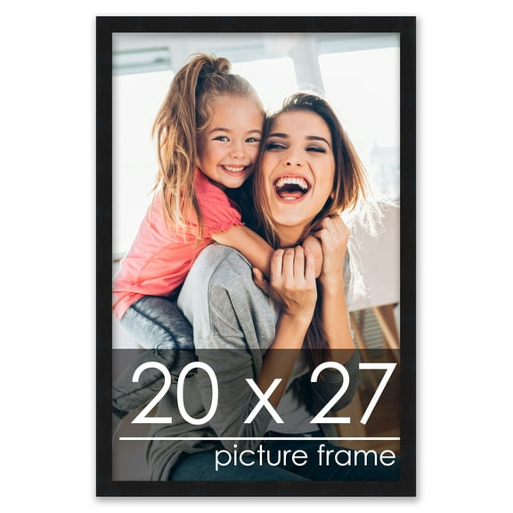 20x27 Black Wood Picture Frame - UV Acrylic, Foam Board Backing, Hanging Hardware