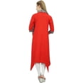 thumbnail image 1 of Bimba Kurta en Rayonne Rouge pour Femmes avec Foulard Ourlet Asymétrique Robe d'Été Ethnique - 6, 1 of 4