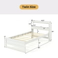 thumbnail image 3 of Gymax Twin Size Wooden Bed Frame w/ Charging Station & LED Light Storage Headboard White, 3 of 10