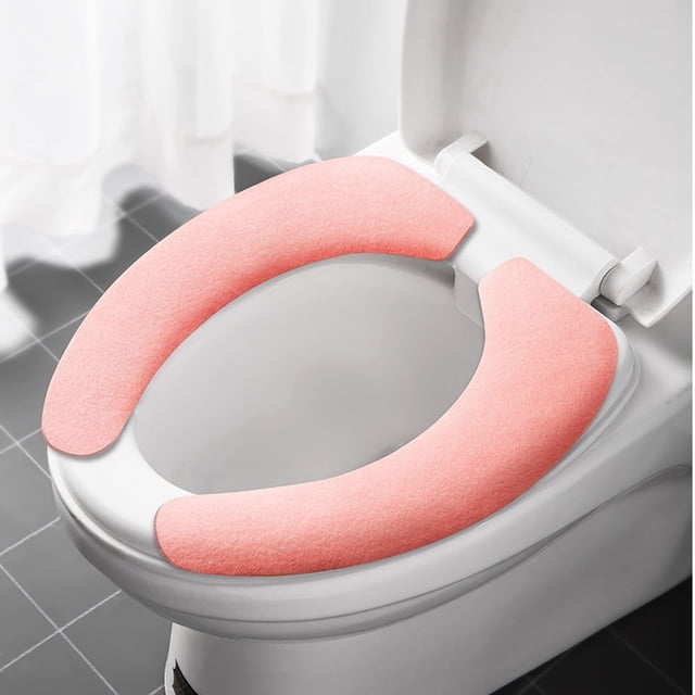 Funda Adhesiva para Cojín de Inodoro | Accesorio de Baño Higiénico y Elegante | Lavable | Tamaño: 37 X 14 Cm | Terciopelo + Adhesivo + Película | 1 Par
