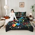 thumbnail image 4 of Castle Fairy Musical Notes 3pcs King Size Comforter Sets,Gradient Ombre Bedding Comforter Set,Music Theme Super Cozy Bedding Set,Luxury Teens Bedroom Decor,Reversible, 4 of 8