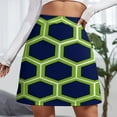 thumbnail image 3 of Green Blue Honeycomb Pattern Design Women's High Waist Skirt Stretchy Casual Mini Skirt, 3 of 8