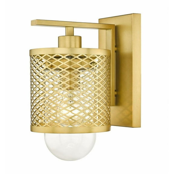 1 Light Wall Sconce in Industrial Style-11 inches Tall and 6 inches Wide-Rubbed Brass Finish Bailey Street Home 372-Bel-4973421