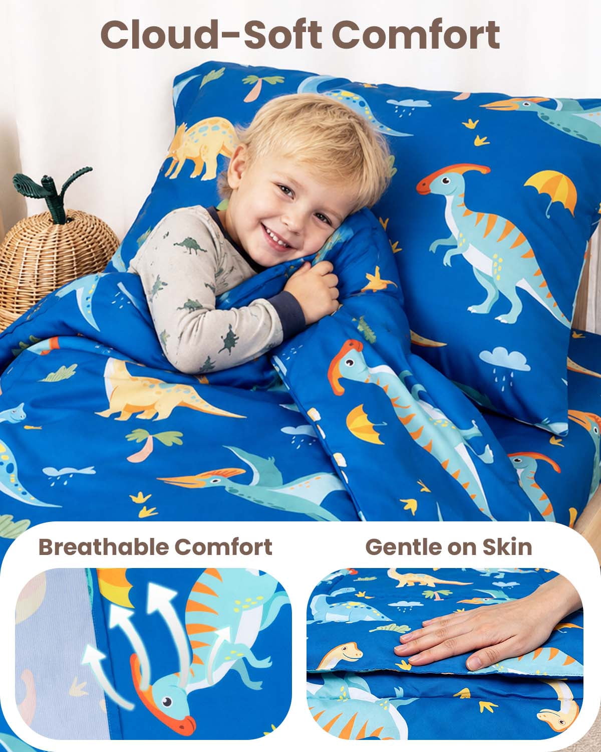 Beavtaens 4 Piece Toddler Bedding Set, Breathable and Soft Sheet Set, Includes Quilted Comforter, Flat Sheet, Fitted Sheet and Pillowcase for Girls