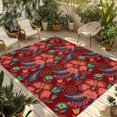 thumbnail image 2 of Outdoor Rug 3x5 ft Red Boho Floral Outdoor Large Area Rug Non Slip Rubber Vintage Abstract Flower Front Door Mat RV Rug Camping Carpet Patio Outdoor Rugs for Backyard Balcony Deck Porch Indoor, 2 of 9