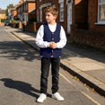 thumbnail image 6 of GiLiling Boys Formal Vest Elegant Speech Recital Wedding Party V-neck Button Up with Pockets Outfit for Kids (Dark Blue, 8-10 Years), 6 of 7