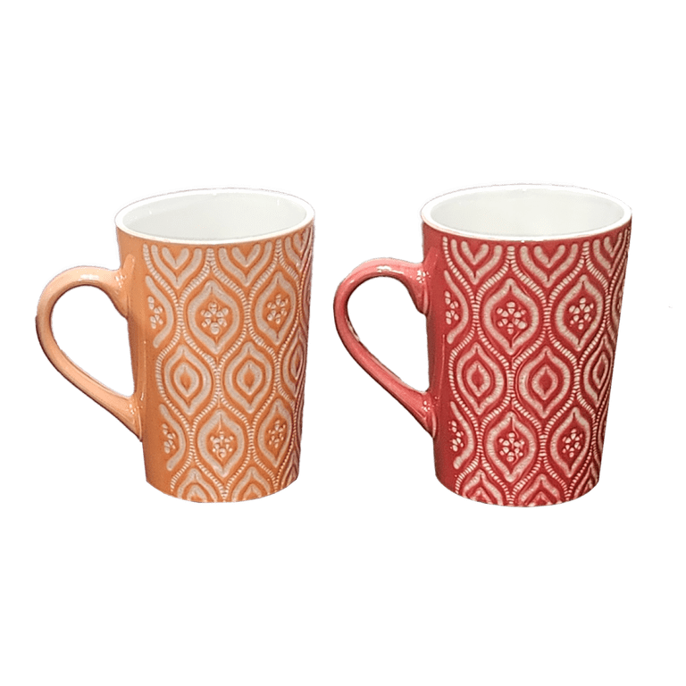 Marcelle Coffee's Best Companion 4 Piece 16oz Multi-Color Ceramic Coffee  Mug Set, IKAT Design