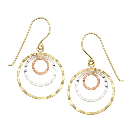 Simply Gold Concentric Hoop Drop Earrings in 14kt Three-Tone Gold