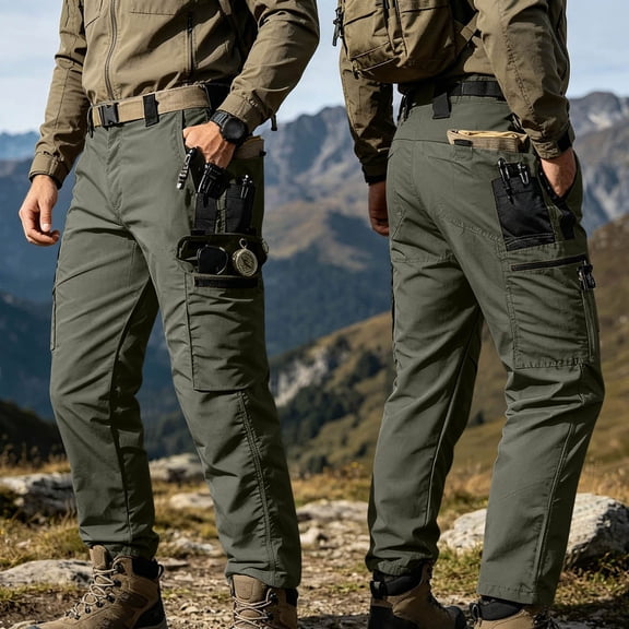 Aimik Men's Tactical Hiking Cargo Pants Heavy-Duty Work Trousers with Multi Pockets Water-Resistant Outdoor Work Pants