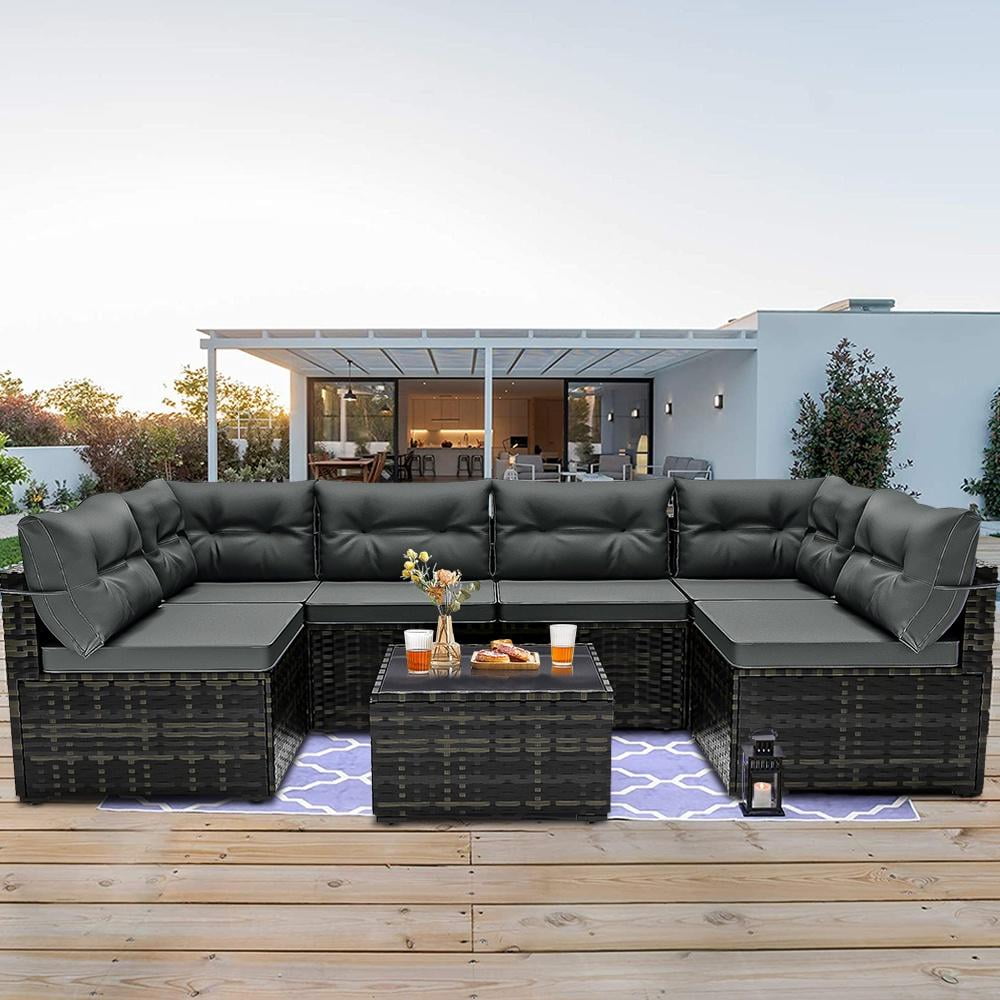 Merton 7 clearance piece rattan sectional