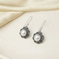thumbnail image 3 of Tibetan Silver 925 Sterling Silver Pearl Drop Earrings for Women Handmade Filigree Tribal Gift Jewelry, 3 of 7