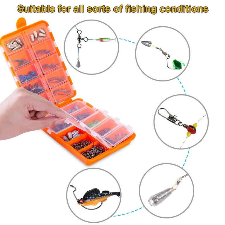 187/230pcs Fishing Accessories Kit, Including Jig Hooks, Bullet Bass  Casting Sinker Weights, Fishing Swivels Snaps, Sinker Slides, Fishing Set  with Tackle Box\u2026 