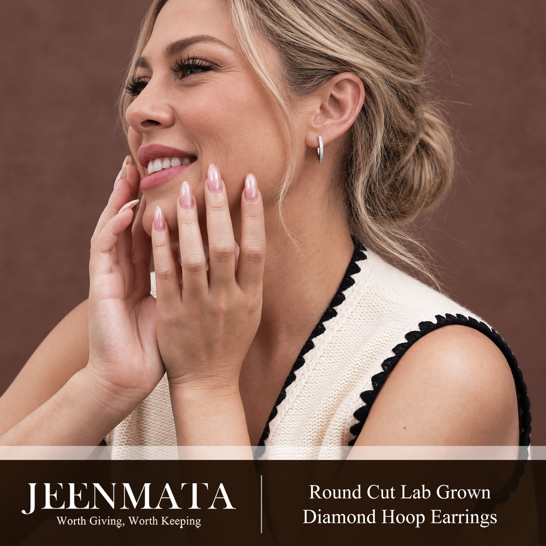 JeenMata Lab Grown Diamond Hoop Earrings photo 6