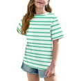 thumbnail image 5 of Stripe T-Shirts for Boys & Girls Size 5-15 Short Sleeve Tops Teens Kids Trendy Pullover Crewneck Loose Comfort Athletic Workout Tees Top, 5 of 7