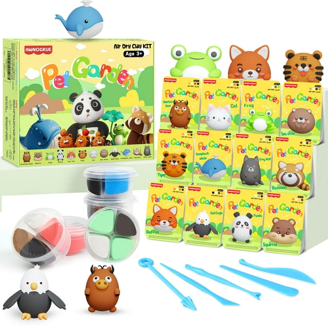 Kit de arcilla para modelar Air Dry Clay AWNOGKUE para niños con herramientas