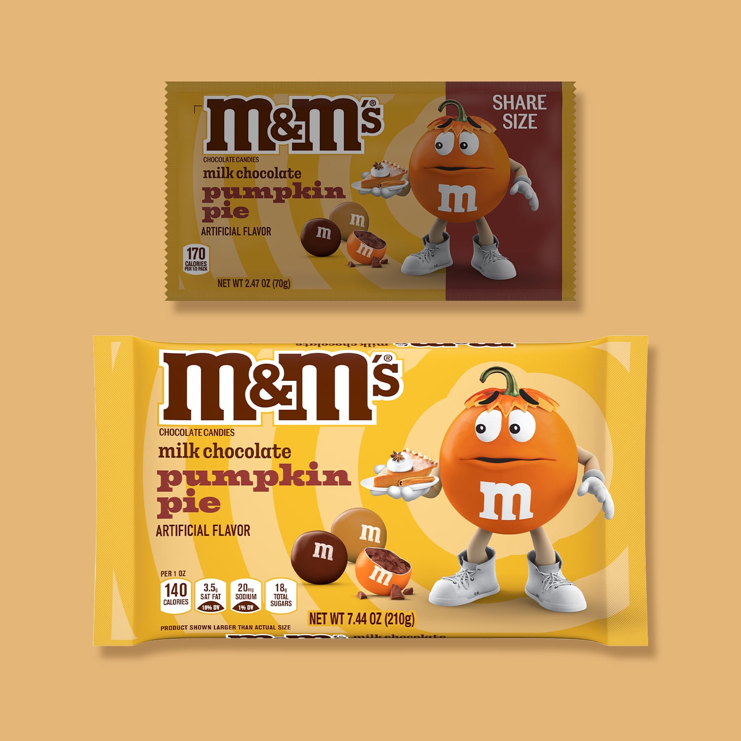 (2 pack) M&M'S Pumpkin Pie Milk Chocolate Candy - 7.44 Oz Bag