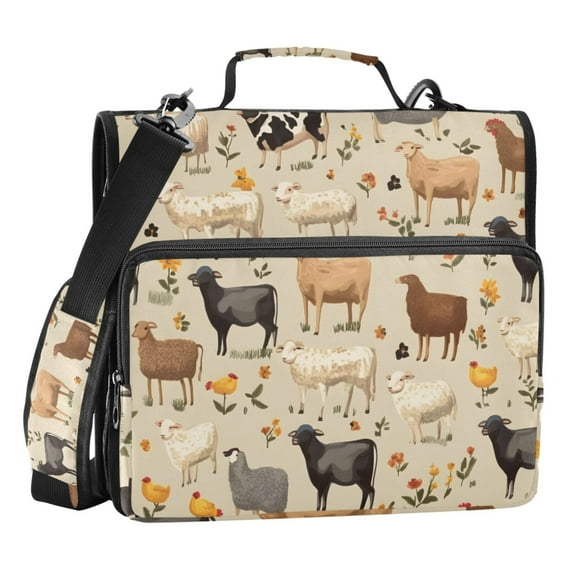 ALAZA Zipper Binder Farm Animals Sheeps 3 Ring Trapper Keeper File Folder Organizer Bag