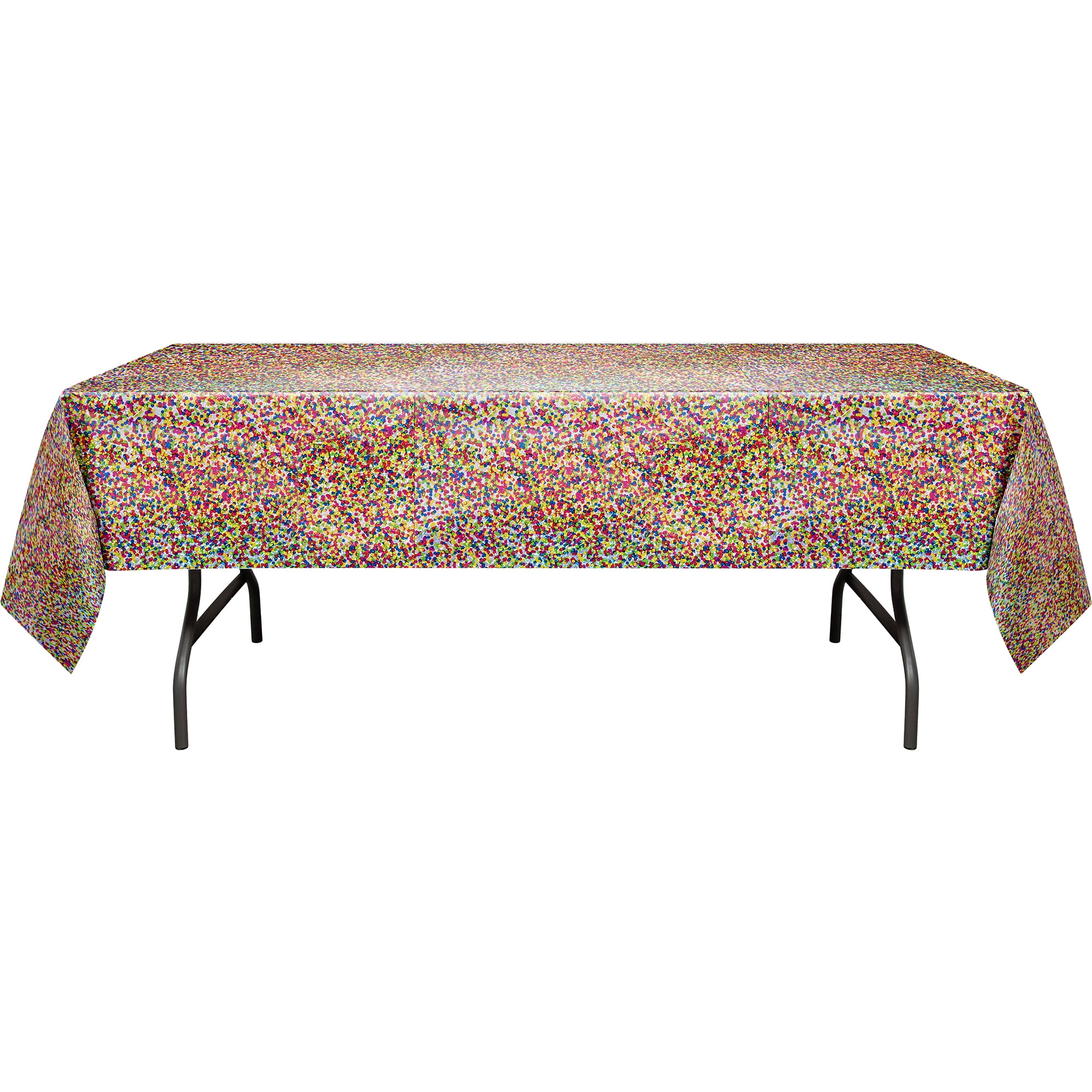 (1 pack) Way To Celebrate Rectangular Multicolor Prismatic Dots Foil Table Cover, 54" x 84"