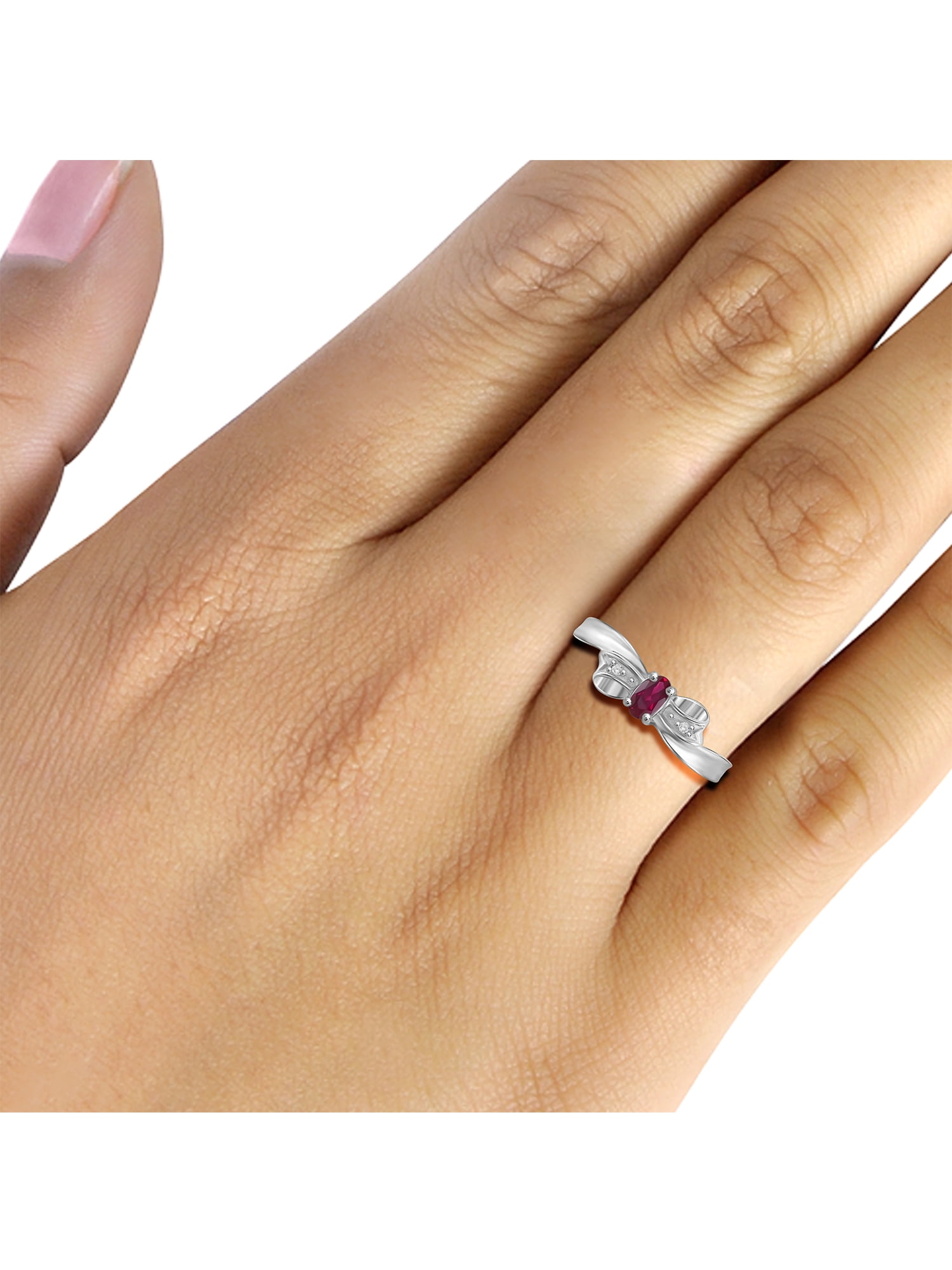 JewelersClub Ruby Ring Birthstone Jewelry – 0.25 Carat Ruby 0.925 Sterling Silver Ring Jewelry with White Diamond Accent– Gemstone Rings with Hypoallergenic 0.925 Sterling Silver