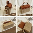thumbnail image 6 of PIKADINGNIS Retro Straw Woven Handbag Handmade Casual Beach Tote Bag Flap with PU leather, 6 of 6