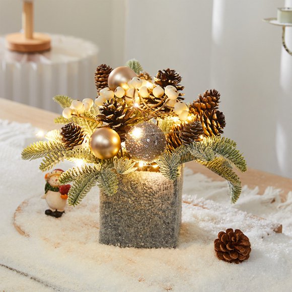 Kbndieu Festival Decorations Mini Christmas Tree 25cm Desktop Christmas Tree Festival Decoration Window Display Paired with String Lights to Enhance The Festive Feel. Christmas Decorations