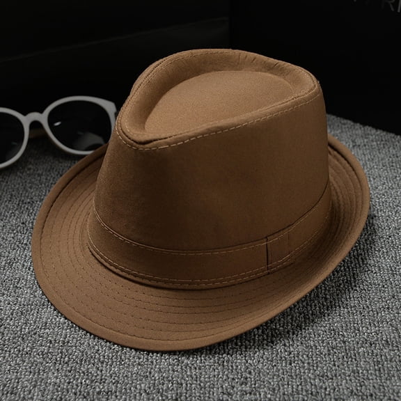OOOUM Classic Fedora Hat British Style Short Brim Panama Hats Men And Women Elegant Vintage Hat Coffee