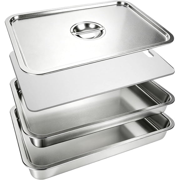 Teupoa Stainless Steel Serving Tray,BBQ/Bakeware/Cooking Sets, Stainless Steel Baking Pan