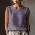 thumbnail image 2 of Sevevn Women's Lace Trim Sleeveless Tank Top Round Neck Casual Blouse Purple M, 2 of 7